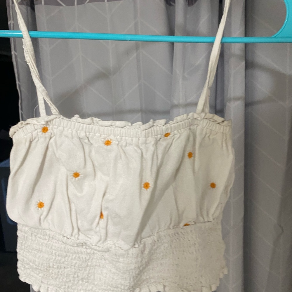 White Floral Crop Top